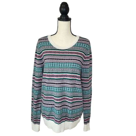 Talbots Sweaters - Talbots Sweater Multicolor Fair Isle Crew Neck Lambswool Blend Women's Size L